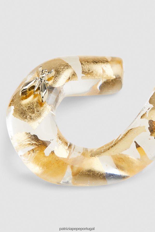 Patrizia Pepe mulheres brincos de corrente maxi folha de ouro transparente e dourado acessório TX086V945