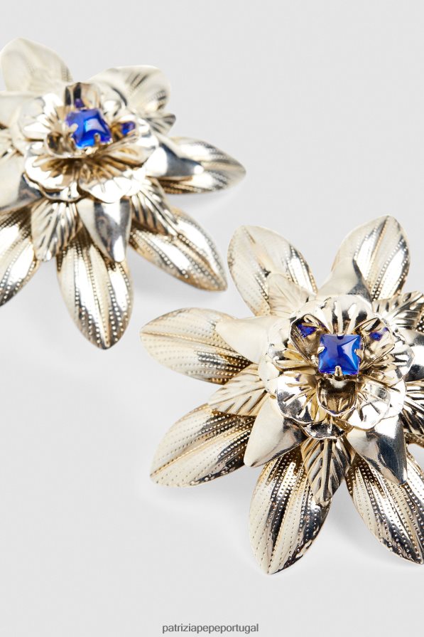 Patrizia Pepe mulheres brincos de latão e cristal paládio e cristal azul acessório TX086V905