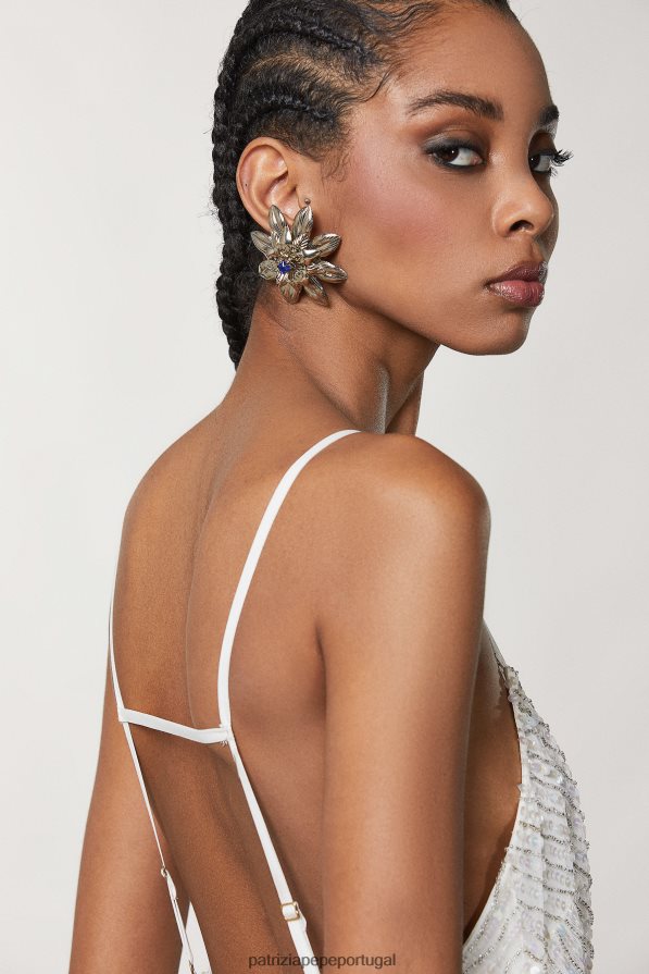 Patrizia Pepe mulheres brincos de latão e cristal paládio e cristal azul acessório TX086V905