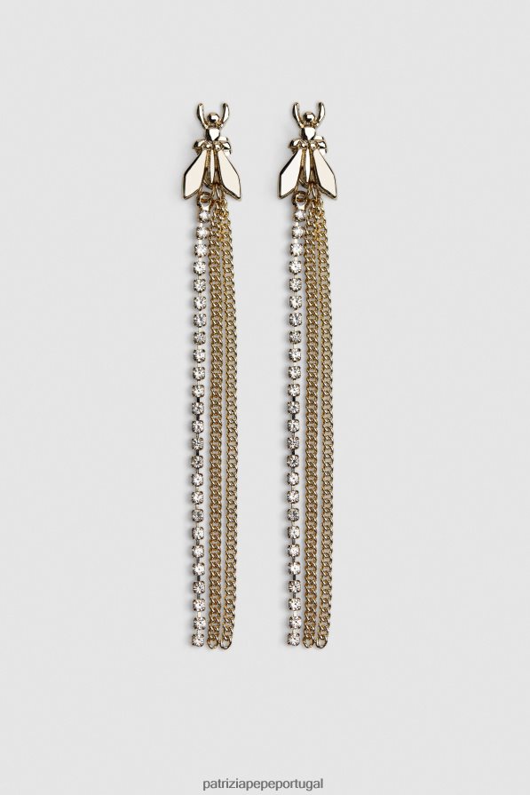 Patrizia Pepe mulheres brincos de latão e vidro cristal de ouro acessório TX086V917