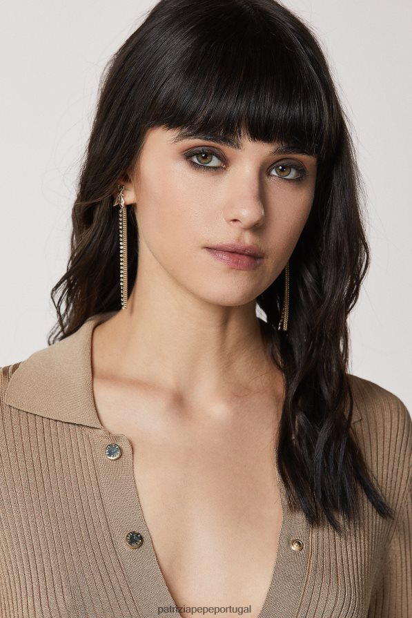 Patrizia Pepe mulheres brincos de latão e vidro cristal de ouro acessório TX086V917