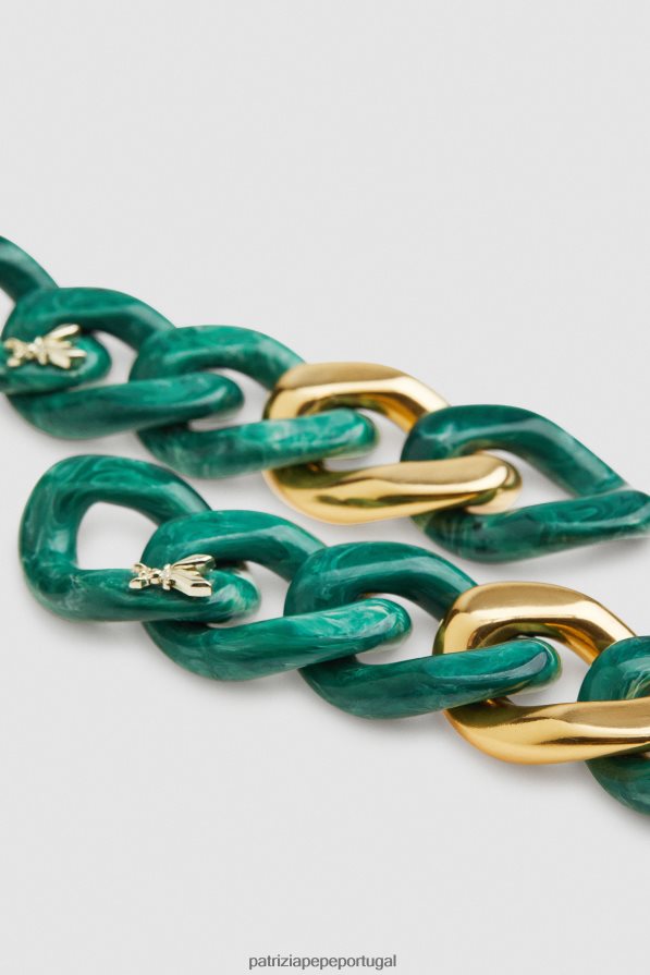 Patrizia Pepe mulheres brincos maxi corrente efeito ouro e mármore ouro verde acessório TX086V949