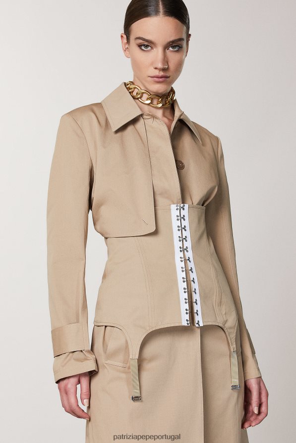 Patrizia Pepe mulheres bustiê de gabardine bege sonhador acessório TX086V962
