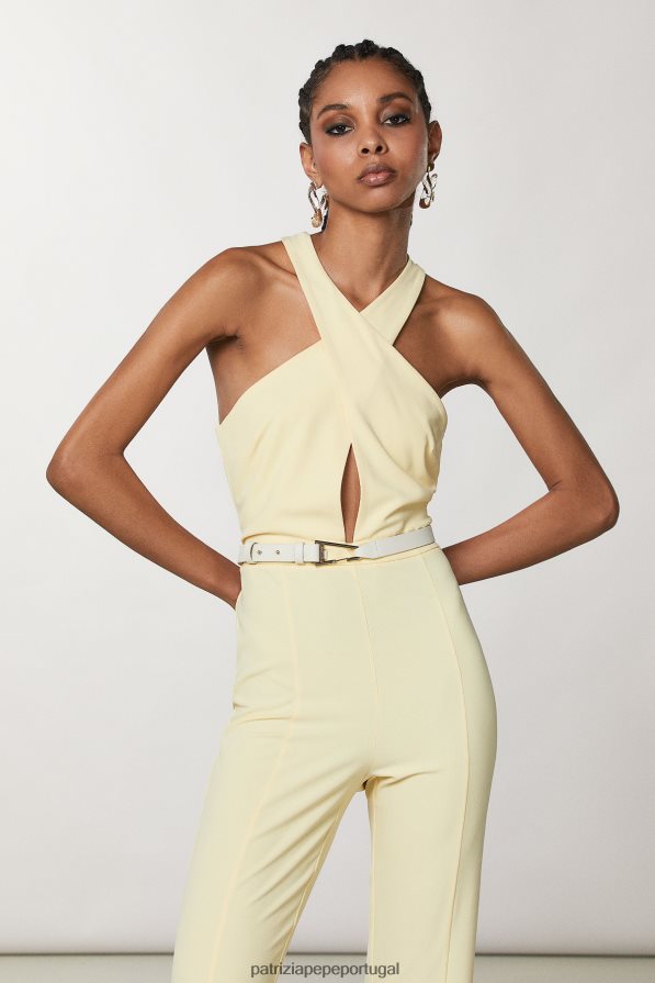 Patrizia Pepe mulheres cinto com detalhes em metal off white acessório TX086V976