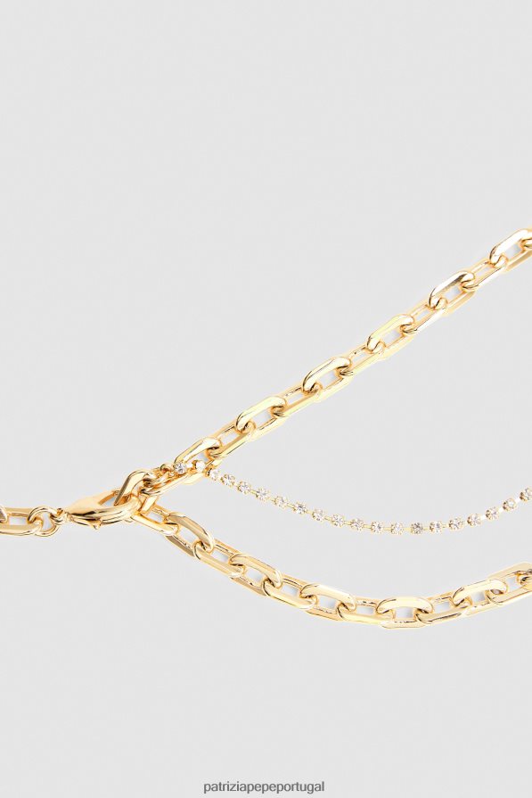 Patrizia Pepe mulheres cinto de corrente de latão cristal de ouro acessório TX086V913