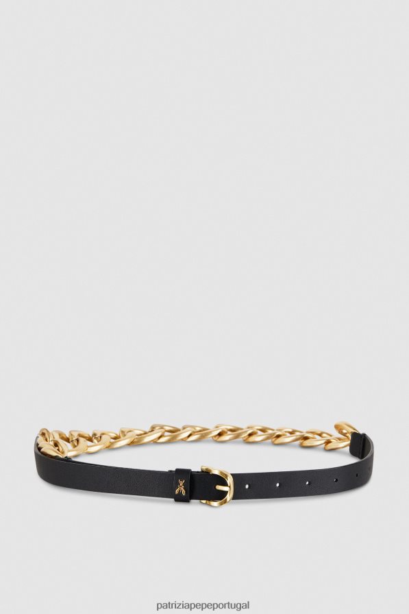 Patrizia Pepe mulheres cinto de corrente maxi dourado Nero acessório TX086V970