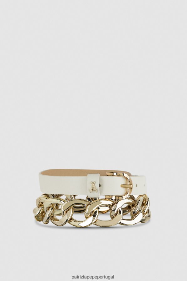 Patrizia Pepe mulheres cinto de corrente maxi dourado off white acessório TX086V968
