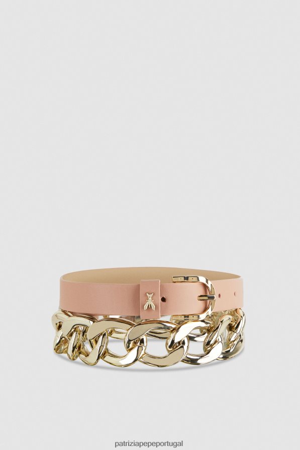 Patrizia Pepe mulheres cinto de corrente maxi dourado pele escura rosa acessório TX086V988