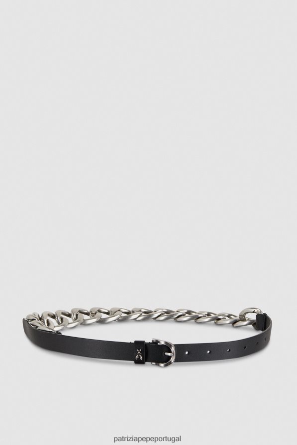 Patrizia Pepe mulheres cinto de corrente maxi dourado pretoprata acessório TX086V969
