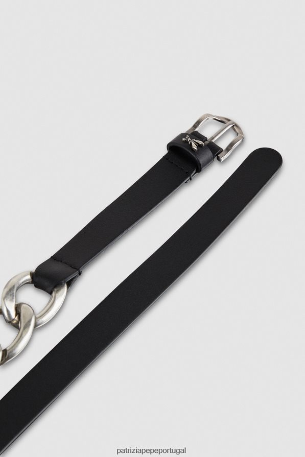 Patrizia Pepe mulheres cinto de corrente maxi dourado pretoprata acessório TX086V969