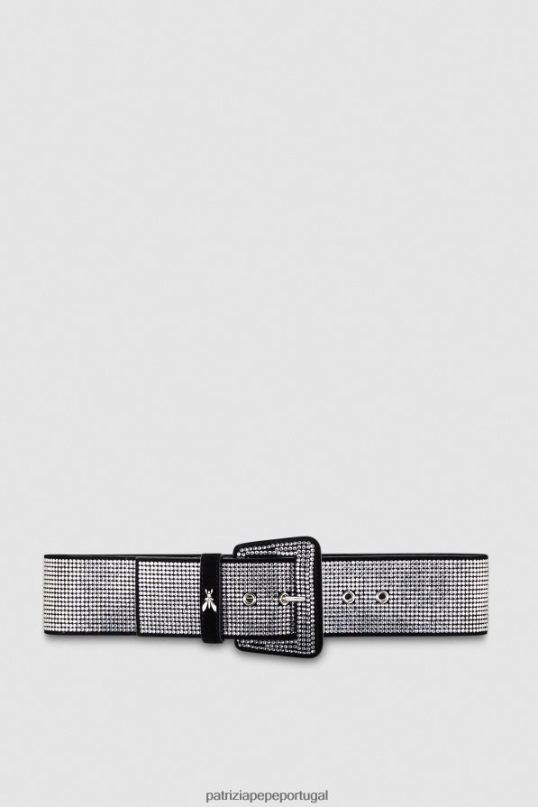 Patrizia Pepe mulheres cinto de couro adornado com strass preto/cristal acessório TX086V966