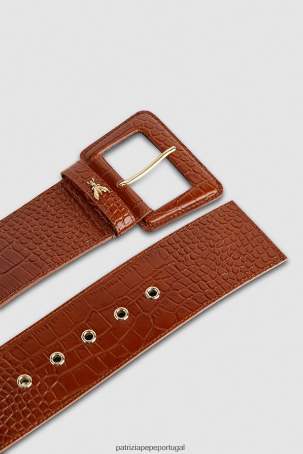Patrizia Pepe mulheres cinto de couro cintura alta crocodilo marrom acessório TX086V987