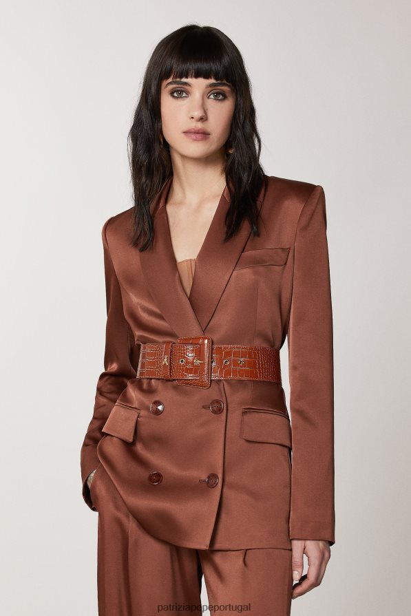 Patrizia Pepe mulheres cinto de couro cintura alta crocodilo marrom acessório TX086V987