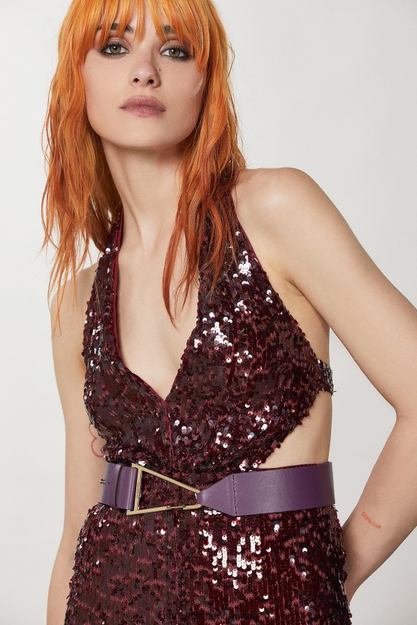 Patrizia Pepe mulheres cinto de couro cintura alta roxo futurista acessório TX086V978