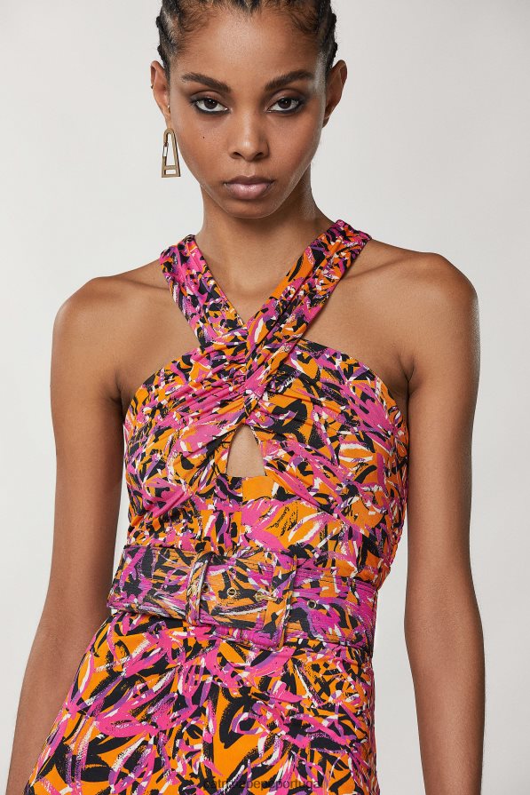 Patrizia Pepe mulheres cinto estampado cintura alta laranja suculenta abstrata acessório TX086V986