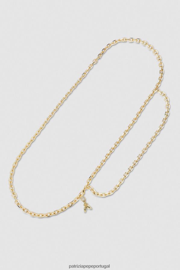 Patrizia Pepe mulheres novo cinto de corrente com corte de diamante ouro claro e brilhante acessório TX086V912