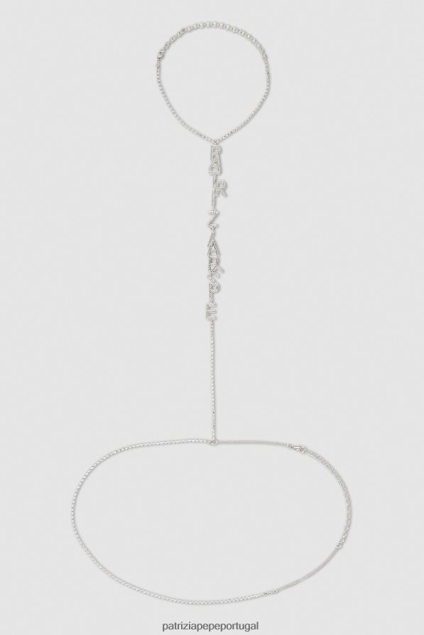 Patrizia Pepe mulheres cinto-colar de strass e latão prata/cristal acessório TX086V904