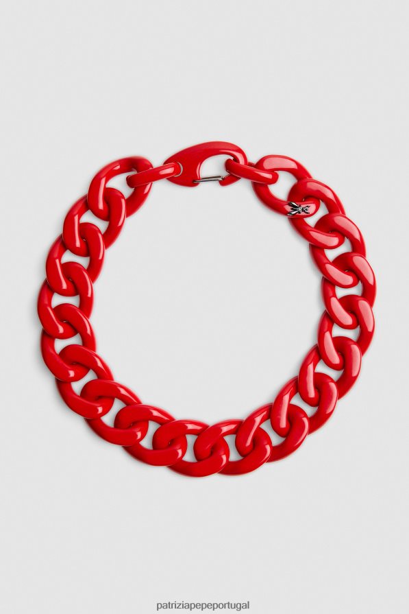 Patrizia Pepe mulheres colar de corrente maxi de plexiglass corrida vermelha acessório TX086V898