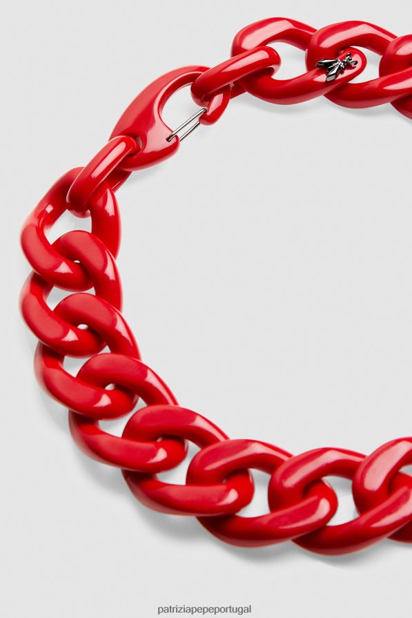 Patrizia Pepe mulheres colar de corrente maxi de plexiglass corrida vermelha acessório TX086V898