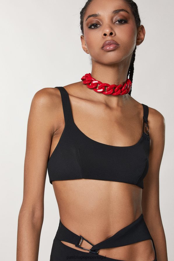 Patrizia Pepe mulheres colar de corrente maxi de plexiglass corrida vermelha acessório TX086V898