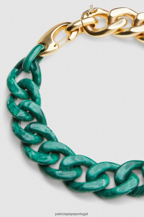Patrizia Pepe mulheres maxi colar corrente efeito ouro e mármore ouro verde acessório TX086V948