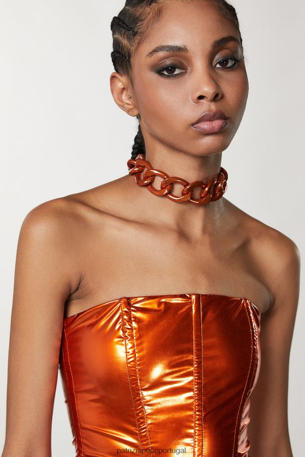 Patrizia Pepe mulheres maxi colar de corrente coral metálico acessório TX086V900