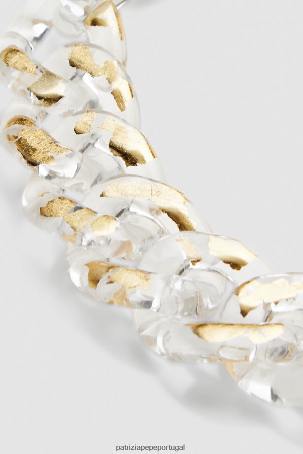 Patrizia Pepe mulheres maxi colar de corrente de folha de ouro transparente e dourado acessório TX086V944