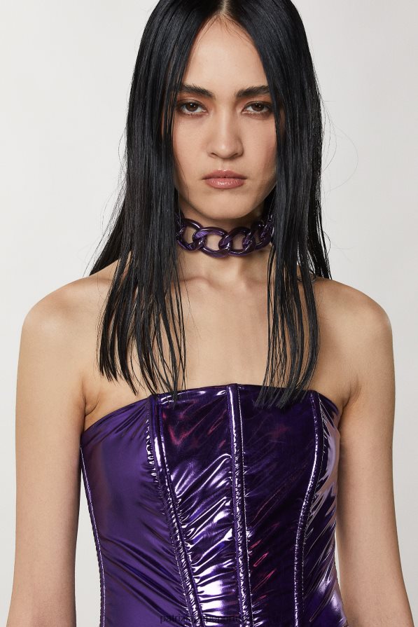 Patrizia Pepe mulheres maxi colar de corrente metal violeta acessório TX086V902