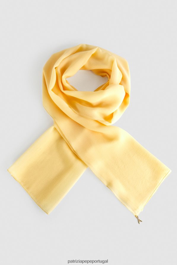 Patrizia Pepe mulheres elegante estola de lenço de seda clareza amarelo acessório TX086V930