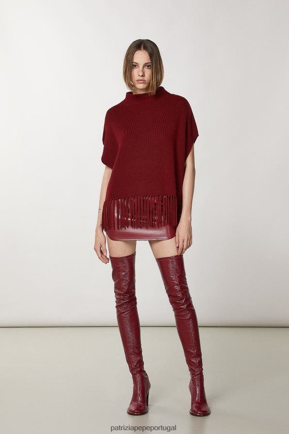 Patrizia Pepe mulheres poncho de lã vermelho marciano acessório TX086V131