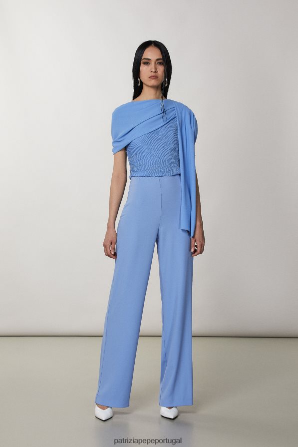 Patrizia Pepe mulheres roubou crepe cerâmica azul acessório TX086V929