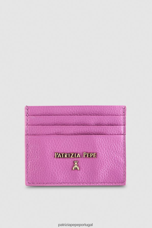 Patrizia Pepe mulheres porta cartão de couro orquídea roxa acessório TX086V1001