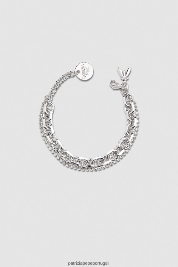 Patrizia Pepe mulheres pulseira de latão e vidro prata/cristal acessório TX086V954