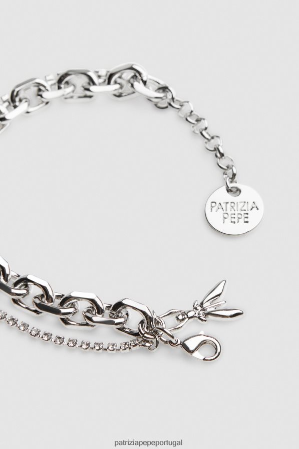 Patrizia Pepe mulheres pulseira de latão e vidro prata/cristal acessório TX086V954