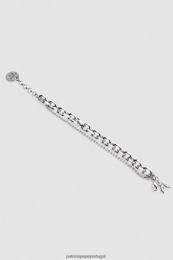 Patrizia Pepe mulheres pulseira de latão e vidro prata/cristal acessório TX086V954