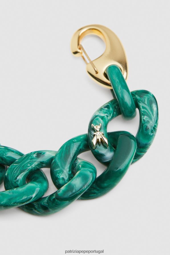 Patrizia Pepe mulheres pulseira maxi corrente em mármore verde mármore verde acessório TX086V951