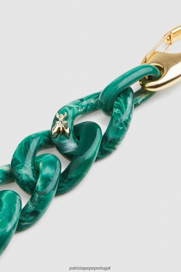 Patrizia Pepe mulheres pulseira maxi corrente em mármore verde mármore verde acessório TX086V951