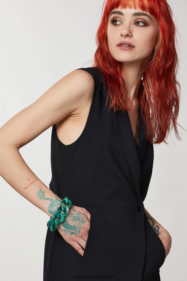 Patrizia Pepe mulheres pulseira maxi corrente em mármore verde mármore verde acessório TX086V951