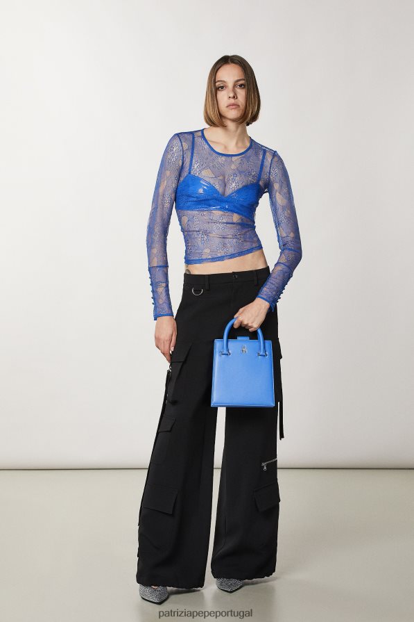 Patrizia Pepe mulheres bolsa com alça de ombro raio azul bolsas | TX086V717