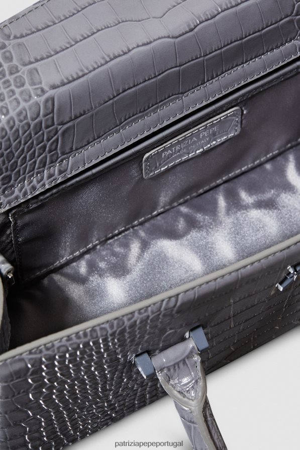 Patrizia Pepe mulheres mosca bamby com estampa de crocodilo cinza monocromático bolsas | TX086V763