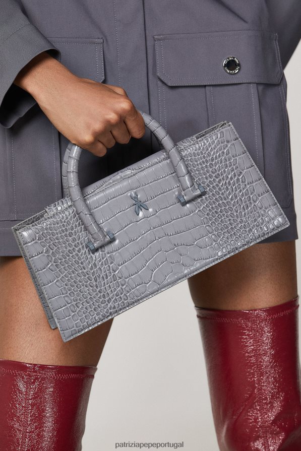 Patrizia Pepe mulheres mosca bamby com estampa de crocodilo cinza monocromático bolsas | TX086V763