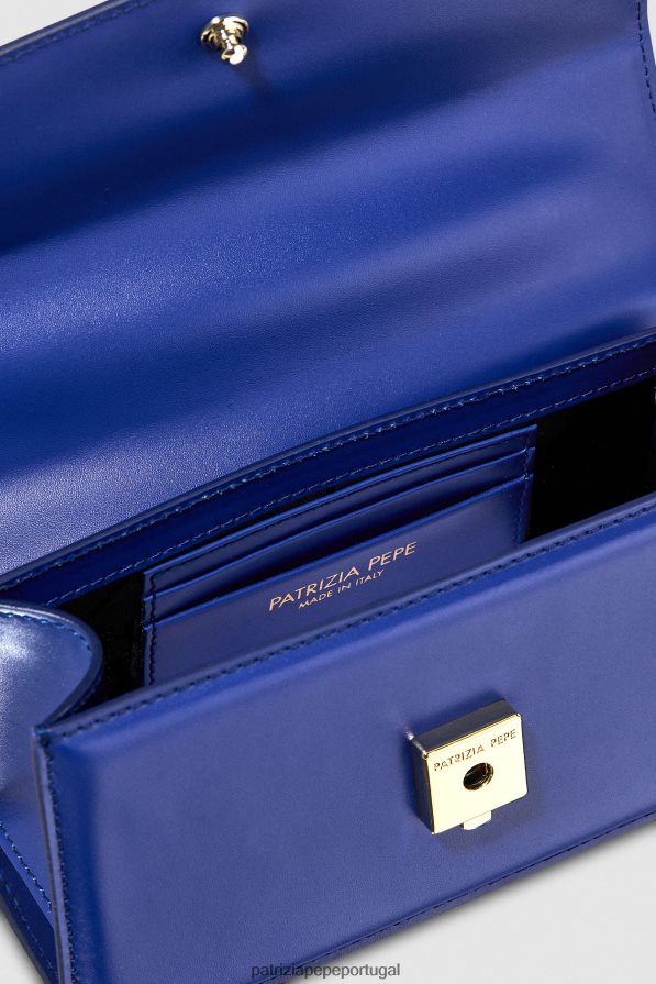 Patrizia Pepe mulheres voar bamby couro flash azul bolsas | TX086V722