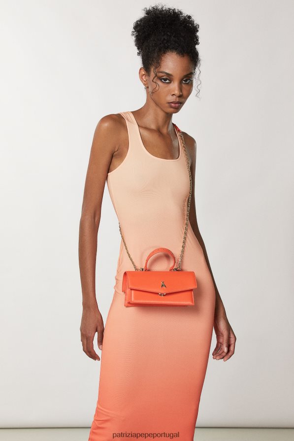 Patrizia Pepe mulheres voar bamby couro laranja solar bolsas | TX086V734