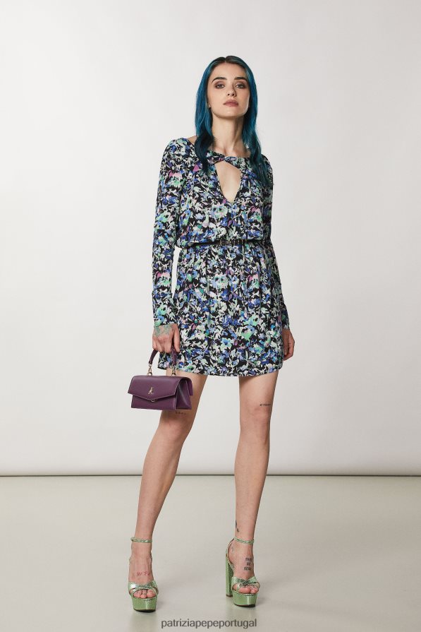 Patrizia Pepe mulheres voar bamby couro roxo futurista bolsas | TX086V729