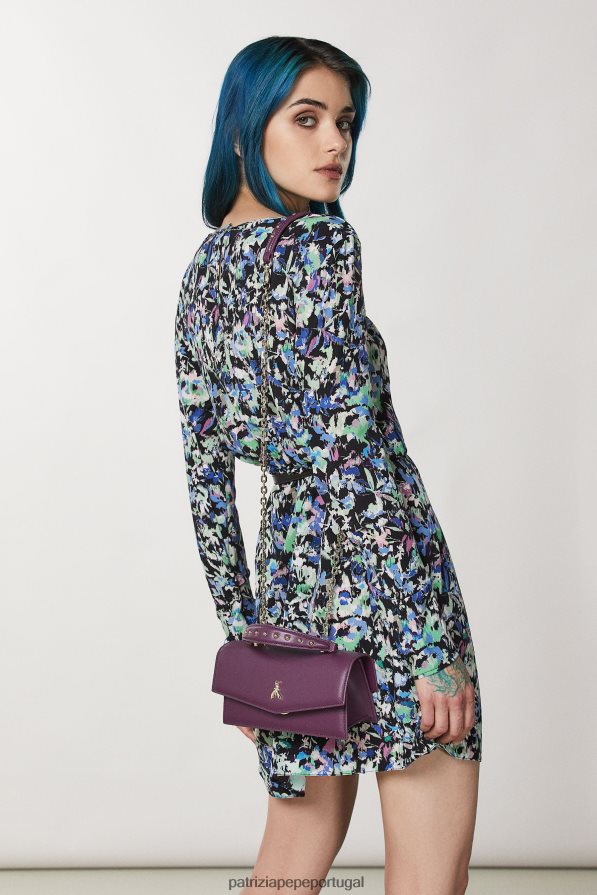 Patrizia Pepe mulheres voar bamby couro roxo futurista bolsas | TX086V729