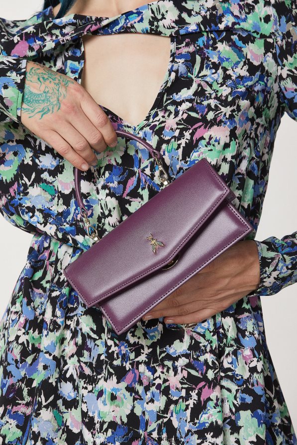 Patrizia Pepe mulheres voar bamby couro roxo futurista bolsas | TX086V729