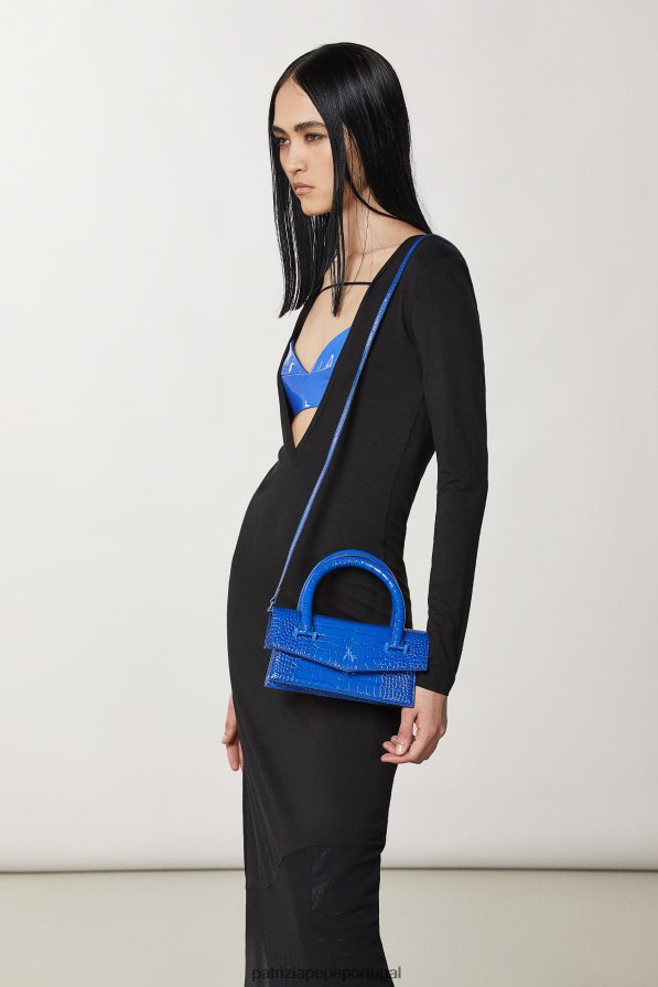 Patrizia Pepe mulheres voar bamby croco azul monocromático bolsas | TX086V723