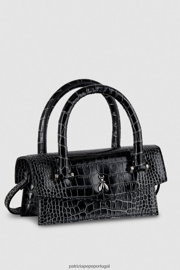 Patrizia Pepe mulheres voar bamby croco crocodilo preto bolsas | TX086V753