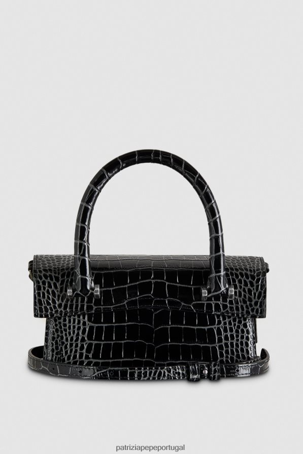 Patrizia Pepe mulheres voar bamby croco crocodilo preto bolsas | TX086V753