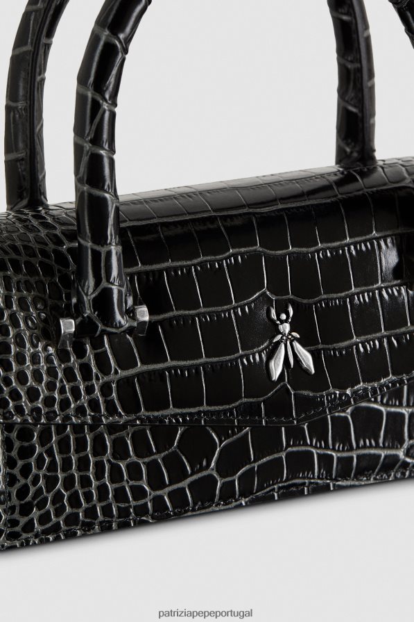 Patrizia Pepe mulheres voar bamby croco crocodilo preto bolsas | TX086V753